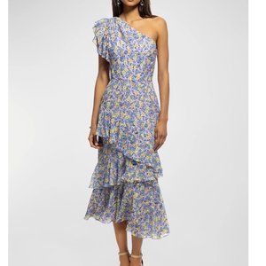 Shoshanna Priya Floral Ruffled Midi-Dress - brand new - size 4